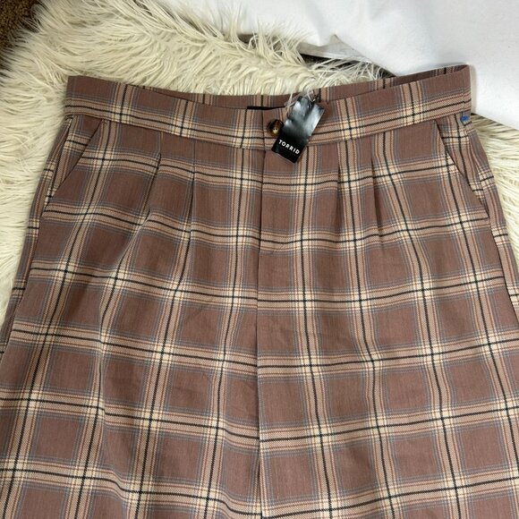 Studio by Torrid Tailored Twill Wide Leg High Rise Pants Plaid NWT 18 S - Picture 2 of 7